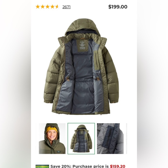 LL Bean woman’s Mountain classic down parka small petite - Picture 5 of 10